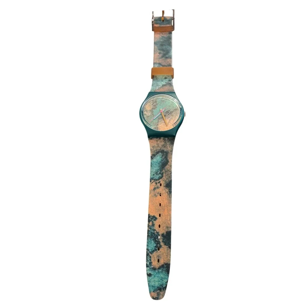 Vintage Swatch Quartz Watch‎ 1988 OLD BOND  GG102 Green Abstract New Wave Swiss